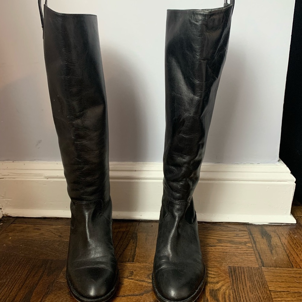 KORS Black Leather Riding Boots